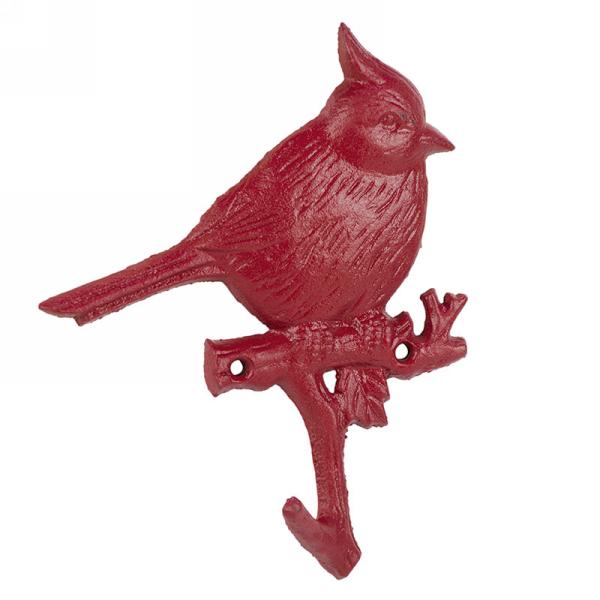 Crochet mural en métal 5 po x 7 po oiseau rouge