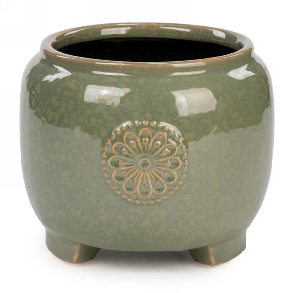 Cache-pot en céramique vert