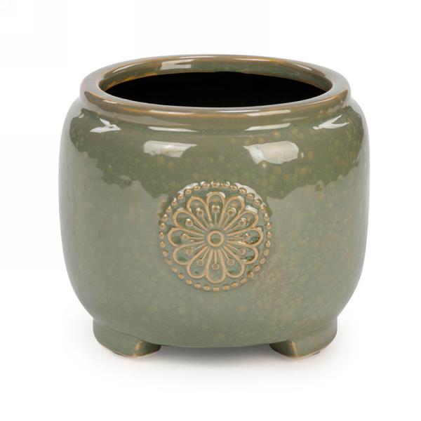 Cache-pot en céramique vert