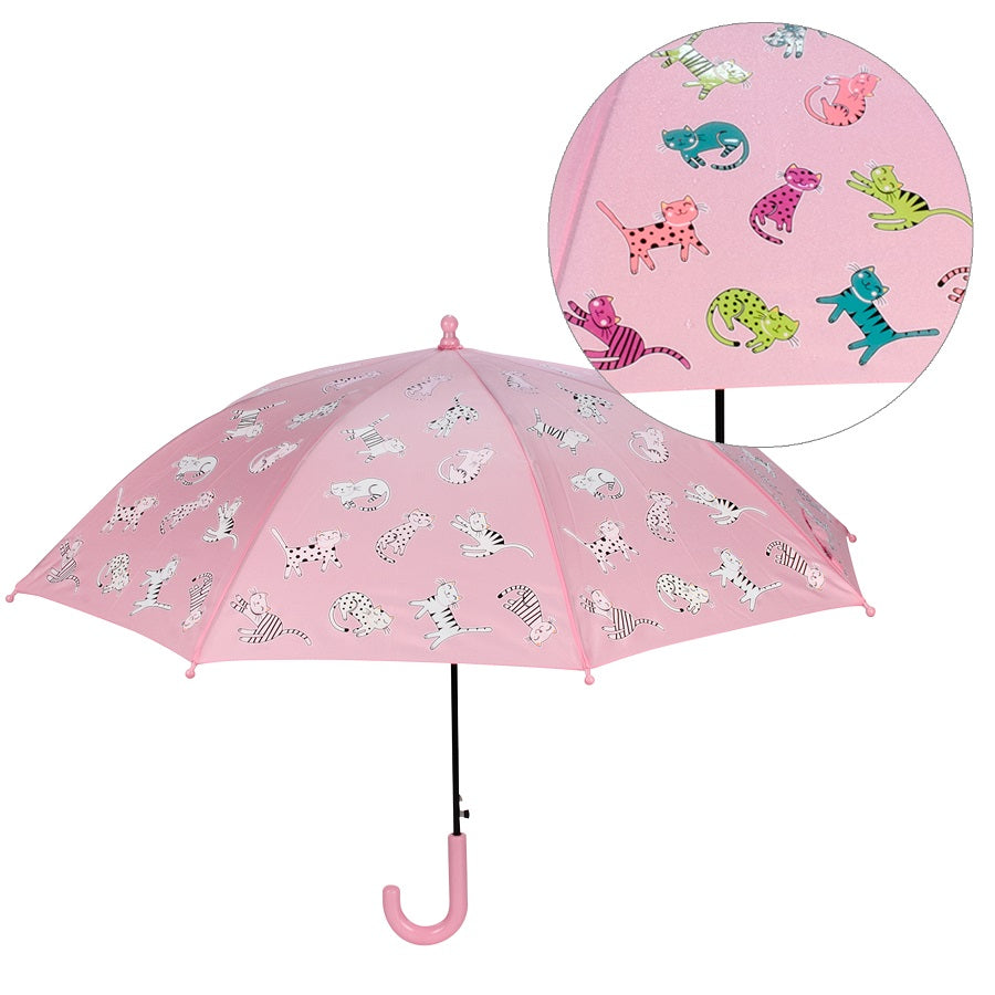 Parapluie 34 po qui change de couleur lorsque mouillé motif de chats