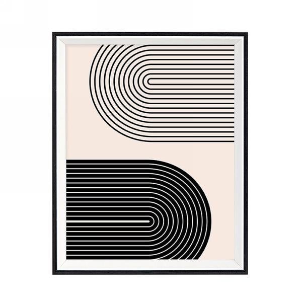 Tableau 12 po x 16 po ligne abstrait rose et noir