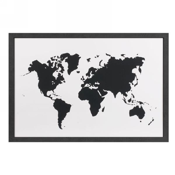 Tableau 25 po x 17 po carte du monde noire