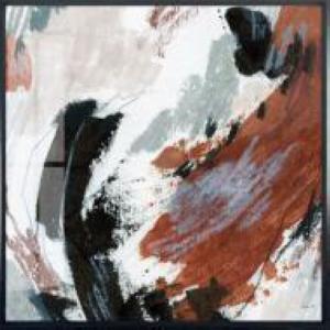Tableau 23,5 po x 23,5 po abstrait noir, brun, gris et blanc