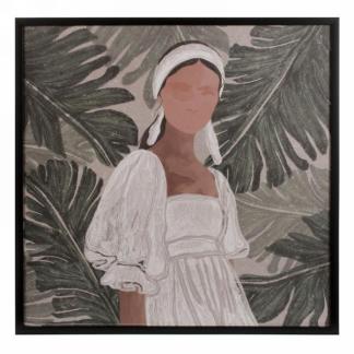 Tableau 24 po x 24 po femme sur feuillage vert