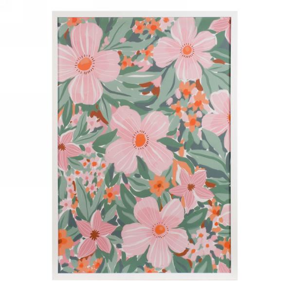 Cadre 17 po x 25 po fleurs roses