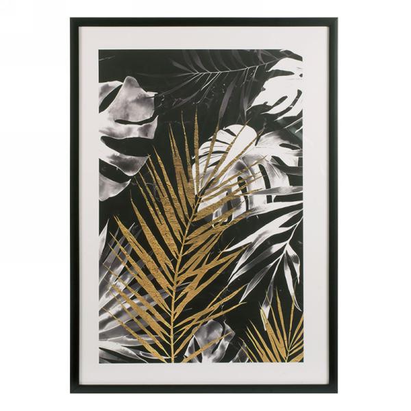 Tableau 17 po x 24 po feuillage noir et or