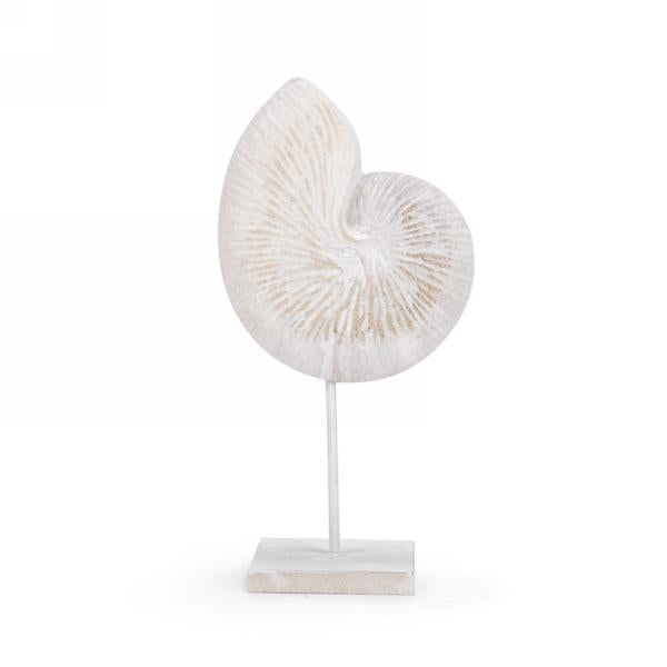 Coquillage sur pied 5,5 po x 3,5 po x 11 po blanc naturel
