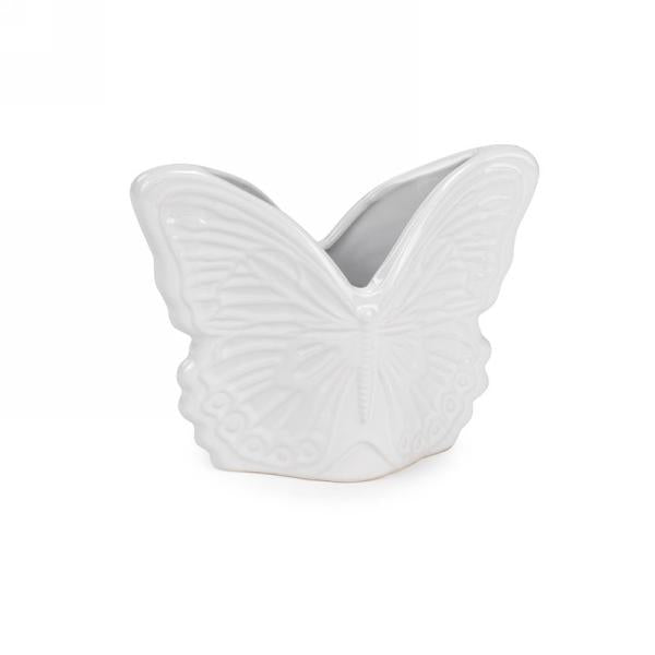 Cache-pot en céramique blanche en forme de papillon 6 po x 3 po x 4 po