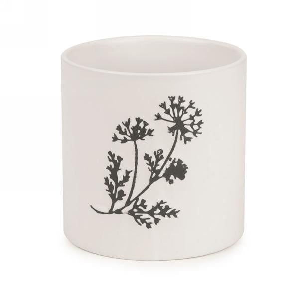 Cache-pot motif floral en céramique blanche 4,5 po