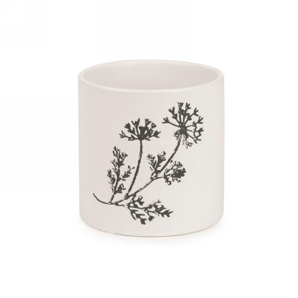 Cache-pot motif floral en céramique blanche 4 po