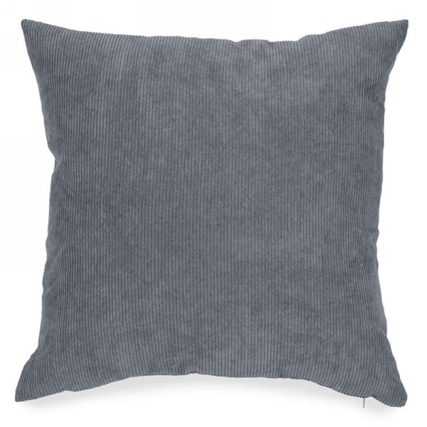 Coussin 17 po x 17 po en velours côtelé gris