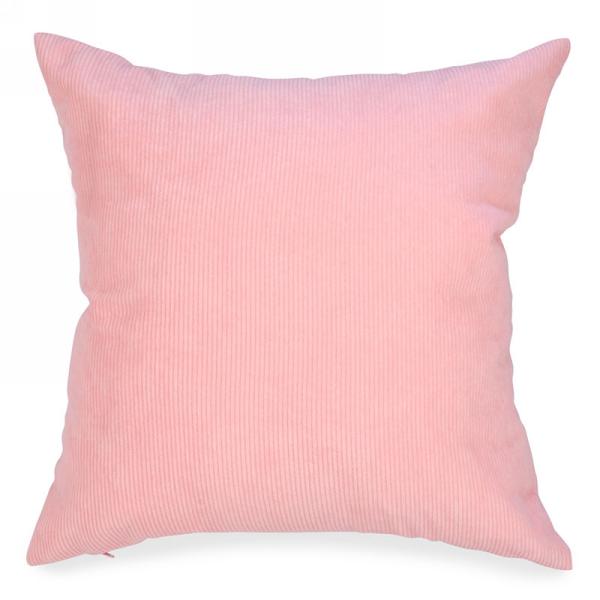Coussin 18 po x 18 po velours côtelé rose