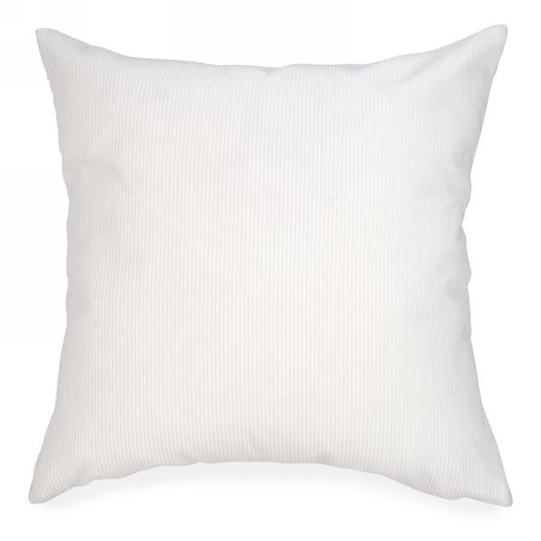 Coussin 18 po x 18 po velours côtelé blanc