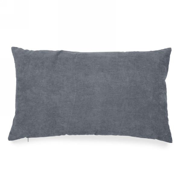 Coussin 12 po x 20 po en velours côtelé gris
