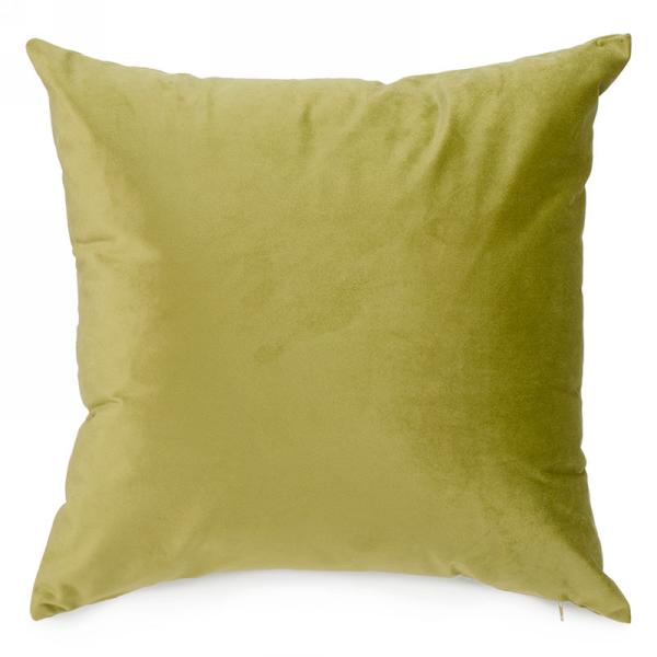 Coussin 17 po x 17 po en velours vert olive