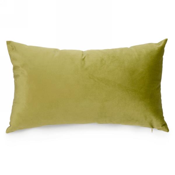 Coussin 12 po x 20 po en velours vert olive