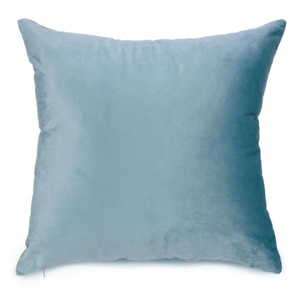 Coussin 17 po x 17 po en velours bleu