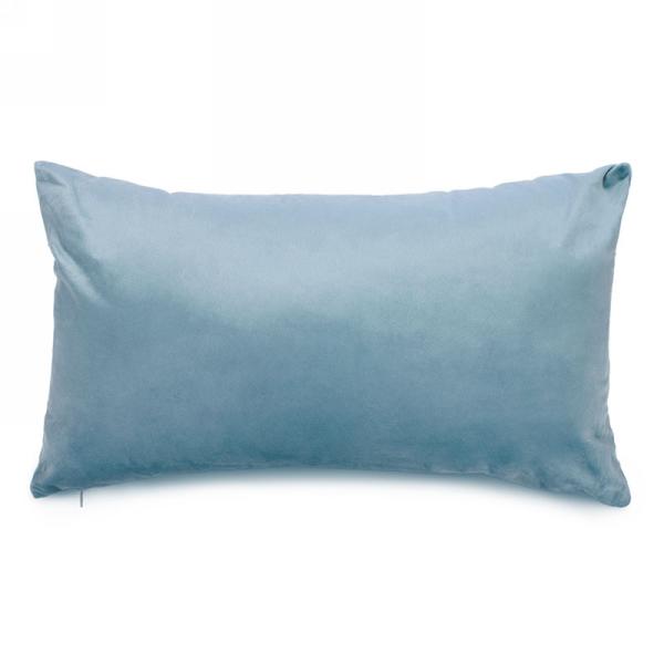 Coussin 12 po x 20 po en velours bleu
