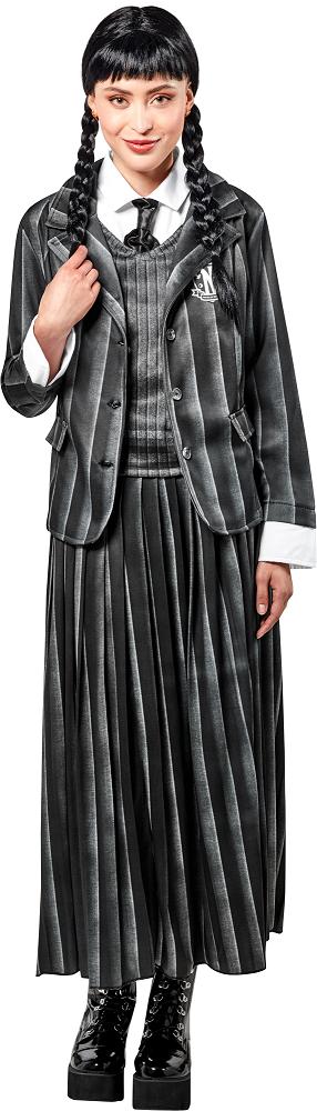 Costume femme Mercredi Addams - uniforme noir rayé