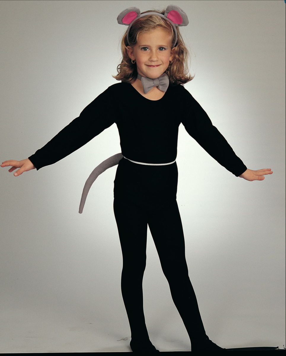 Noeud papillon gris, oreille et queue de souris