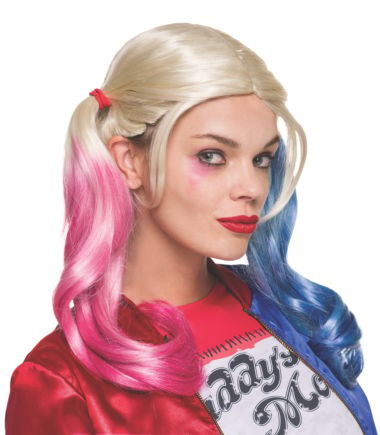 Perruque adulte femme blonde, rose et bleue Harley Quinn (Suicide Squad)