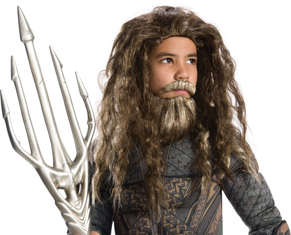 Perruque enfant garçon châtain et barbe Aquaman