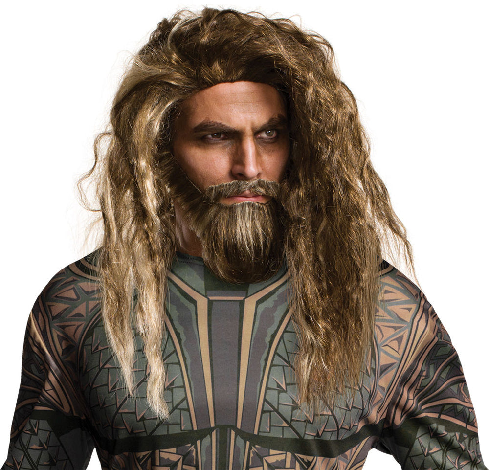 Perruque adulte homme châtain et barbe Aquaman
