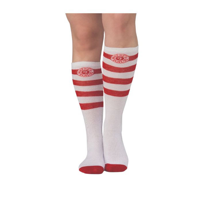 Bas mollet blanc et rouge Où est Charlie?