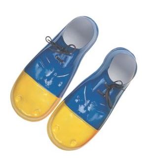 Soulier de clown bleu et jaune