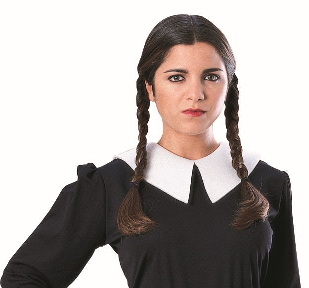 Perruque adulte Mercredi Addams - 2 tresses