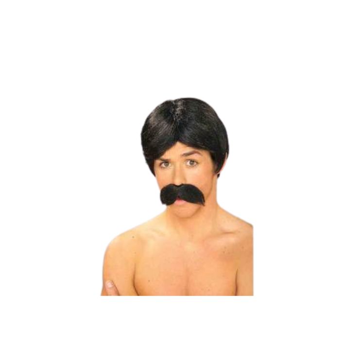 Perruque adulte homme noir et moustache Burt Reynolds