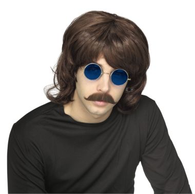 Perruque adulte homme brun années 70