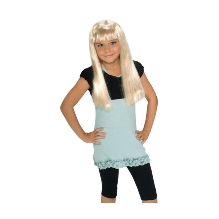 Perruque enfant fille blonde longue avec frange