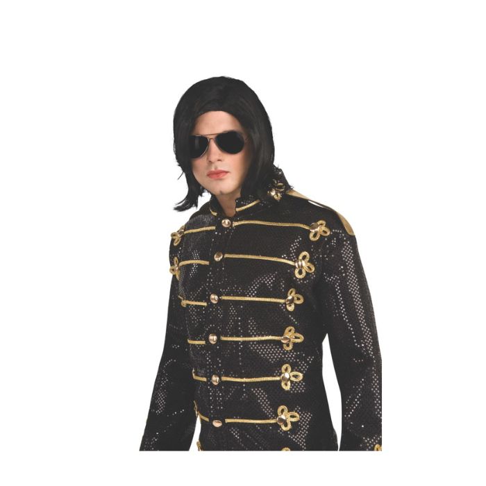 Perruque adulte homme brun et lunette Michael Jackson