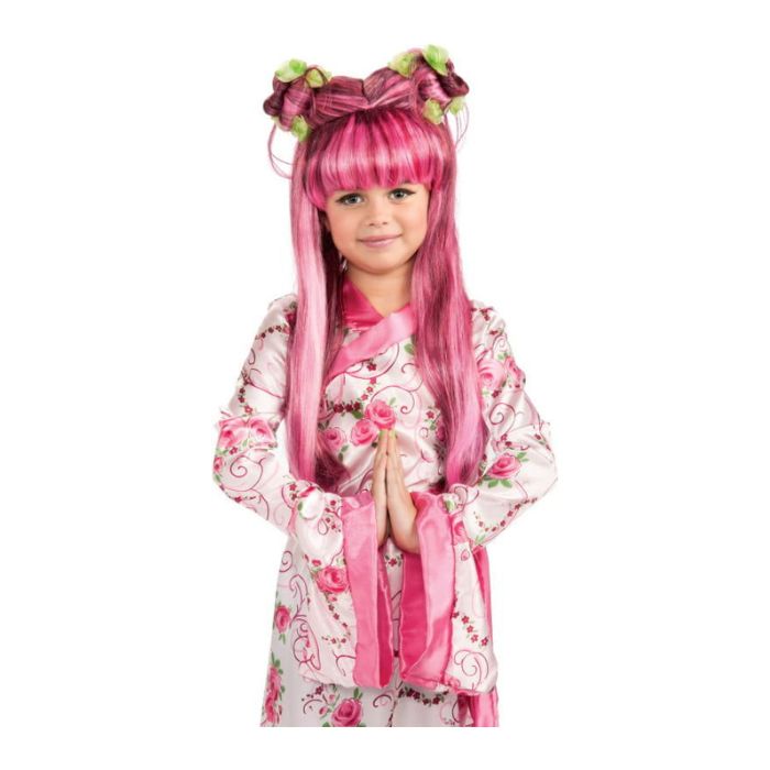 Perruque enfant princesse asiatique rose