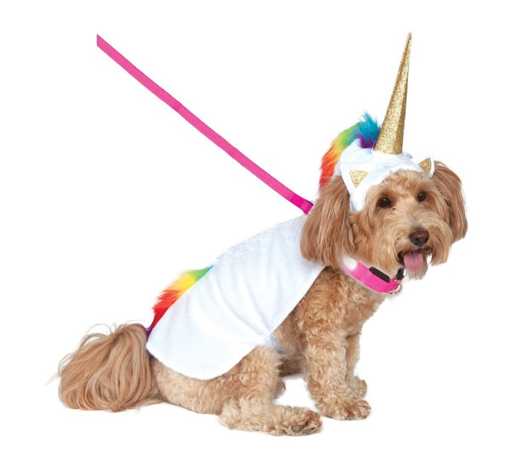 Costume chien cape licorne et collier illuminé (S)