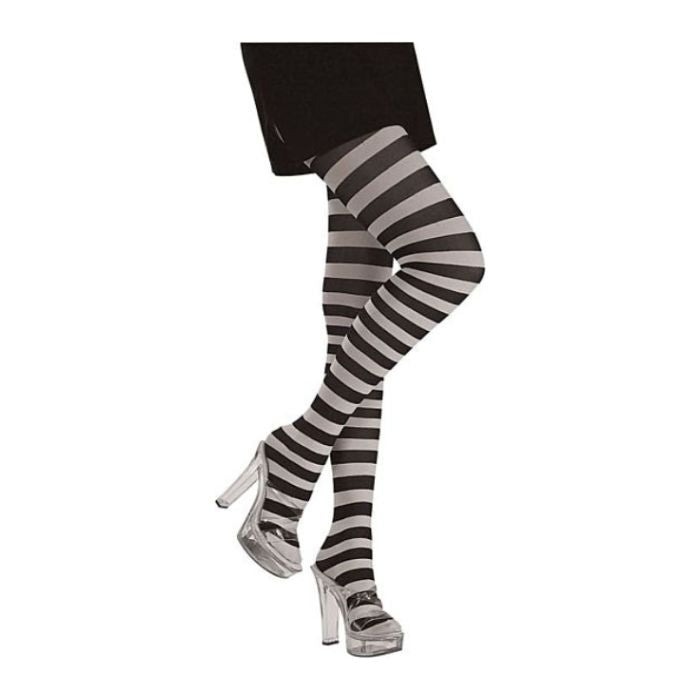 Bas collant femme rayé noir et blanc horizontal