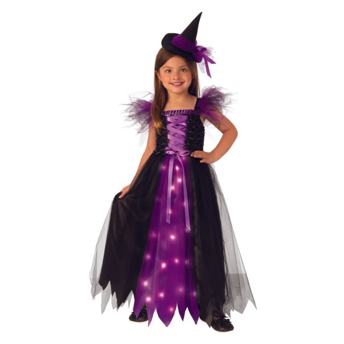 Costume enfant sorcière robe noire et mauve