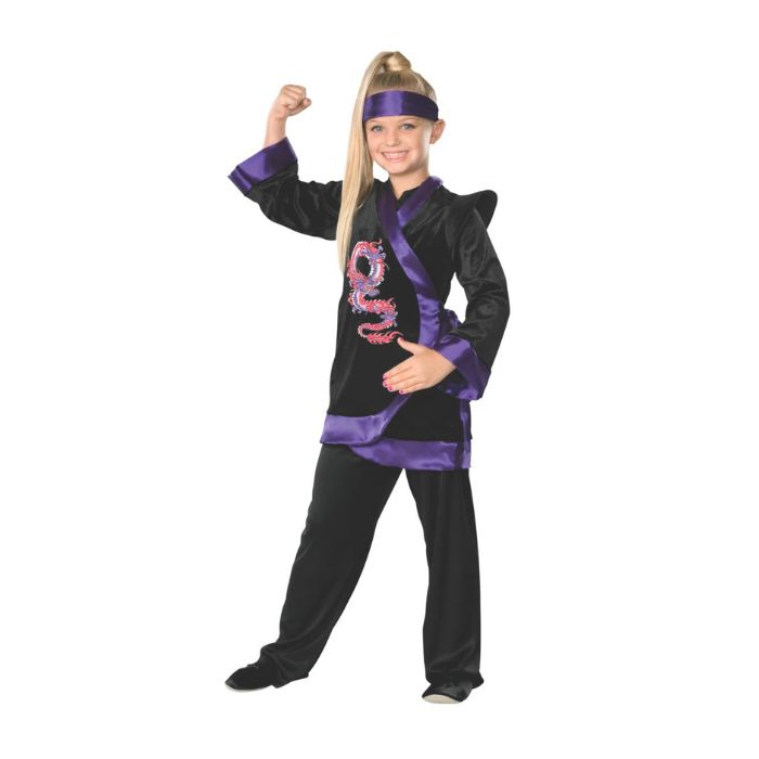 Costume enfant ninja noir et mauve (S)