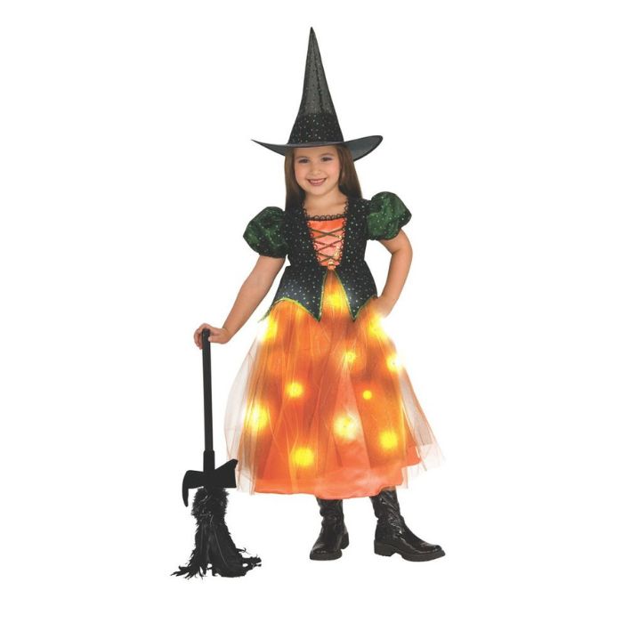 Costume tout-petit sorcière robe orange illuminée (12-24 mois)