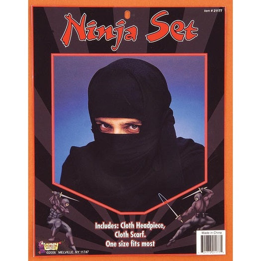 Cagoule et foulard noir pour ninja