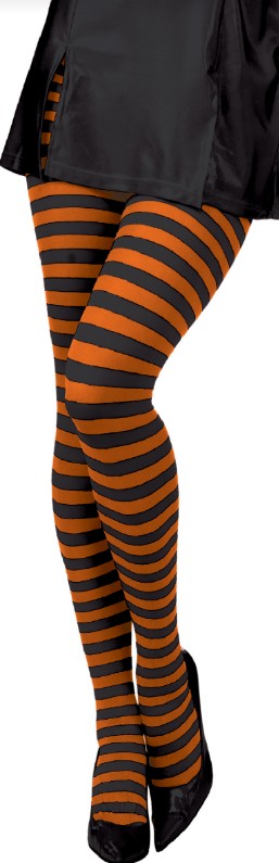 Bas collant pour adulte rayé orange et noir (STD)