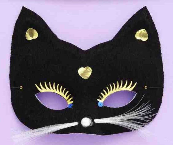 Masque domino de chat noir et or