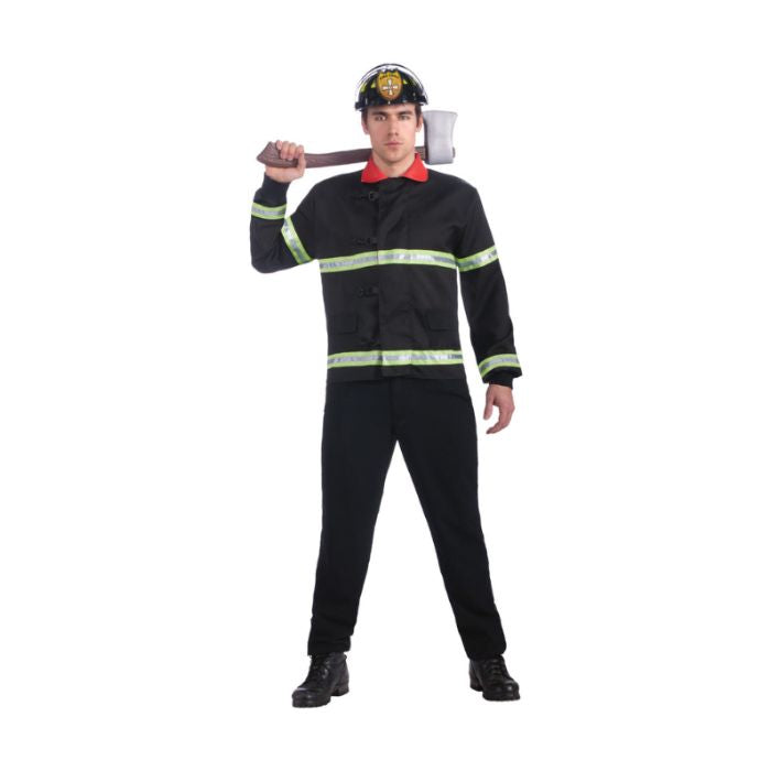 Costume homme manteau de pompier noir (STD)