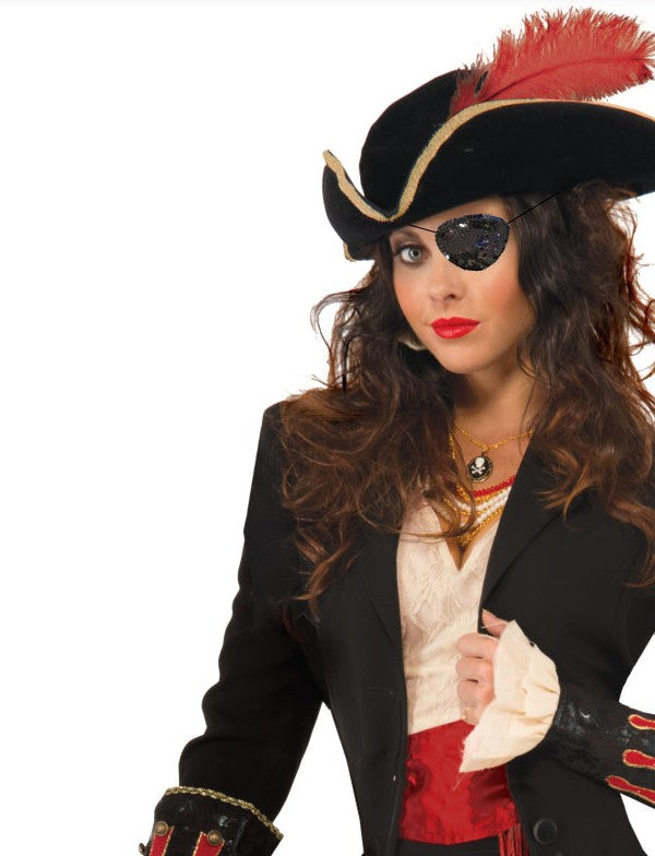 Cache-oeil de pirate noir à paillette