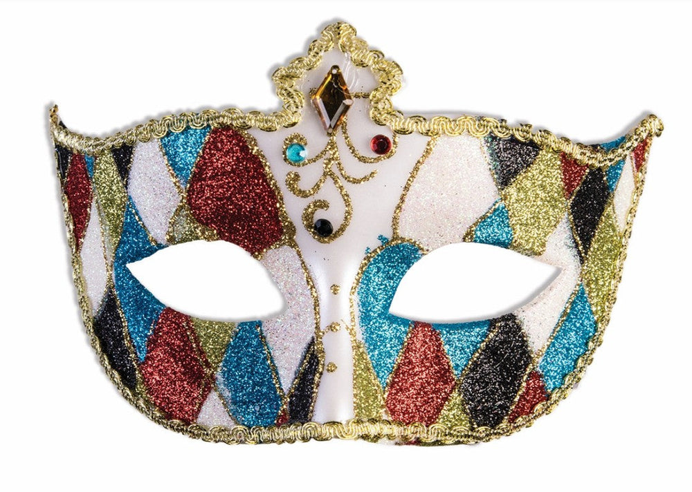 Masque domino à carreaux multicolores