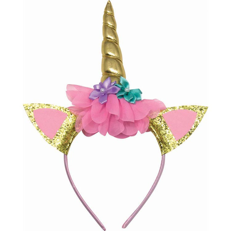Serre-tête corne de licorne rose