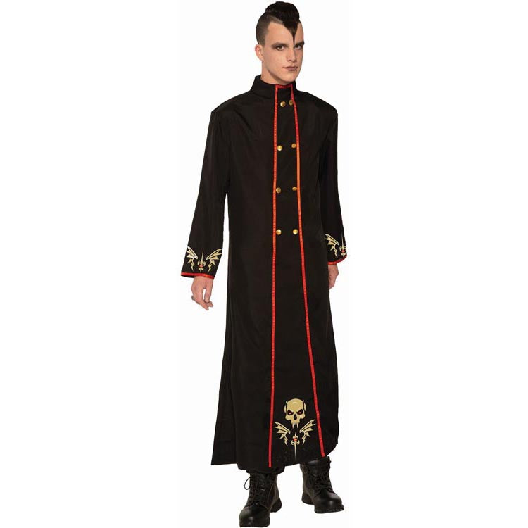 Costume homme manteau long noir et rouge gothique (STD)
