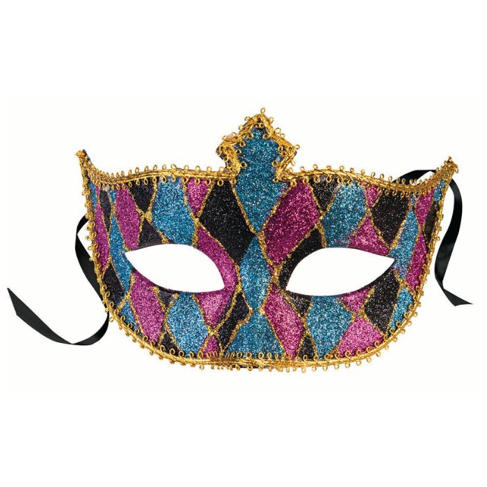 Demi-masque arlequin multicolore domino chic