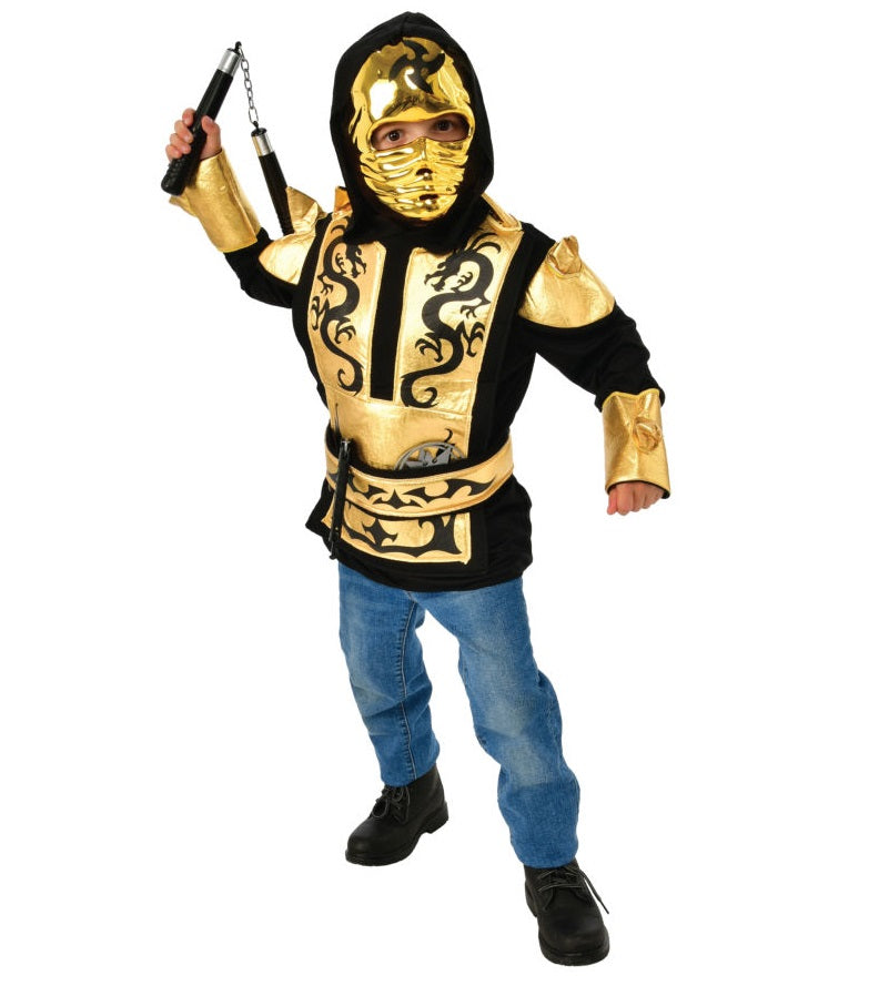Costume enfant ninja noir et or (STD)